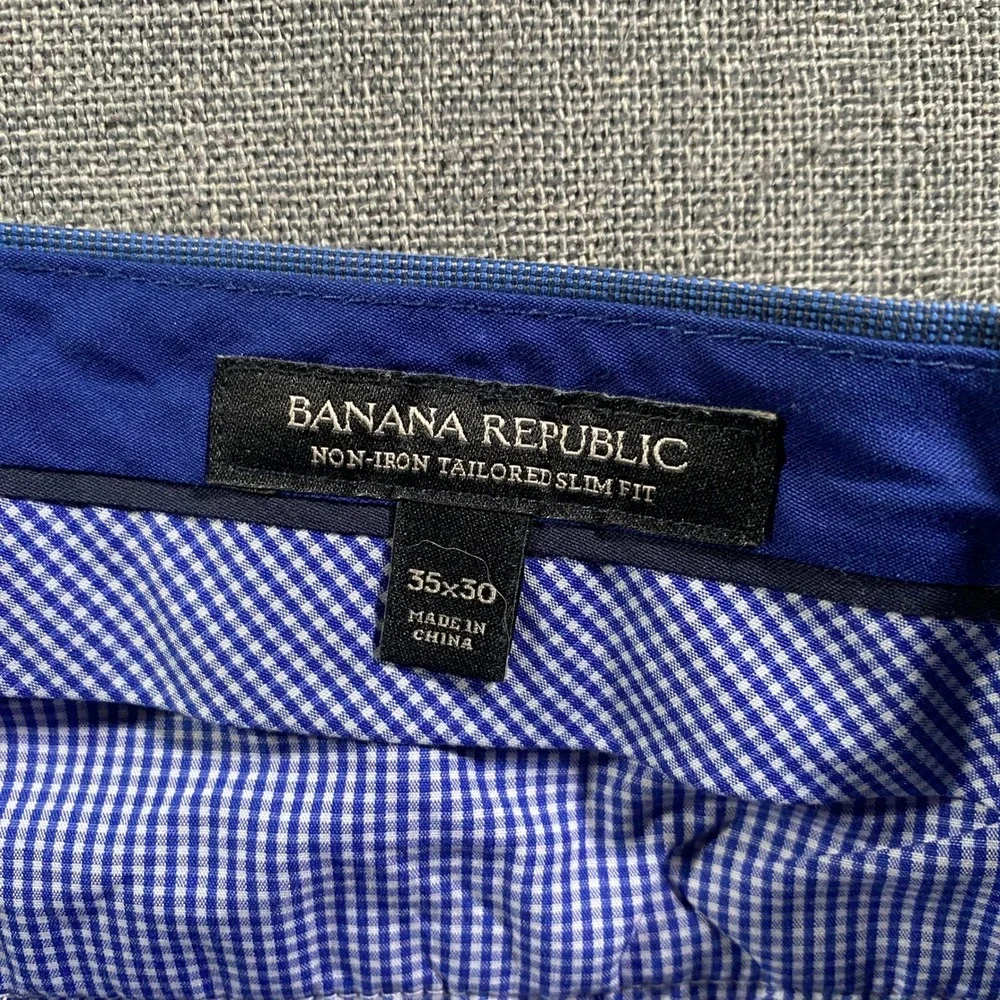 Banana Republic‎ Non Iron Tailored Slim Blue Dress Pants Men 35x30 (Fits 35x26)